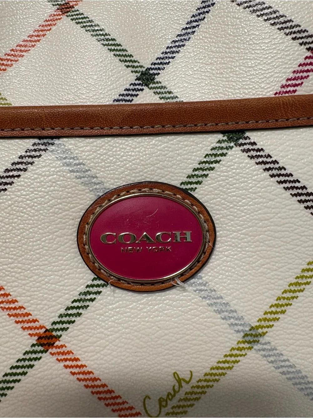 Coach F10924 Peyton Tattersall Pocket Tote